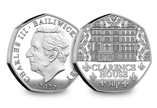 Jersey Royal Residences Silver Clarence House 50P Obv Rev
