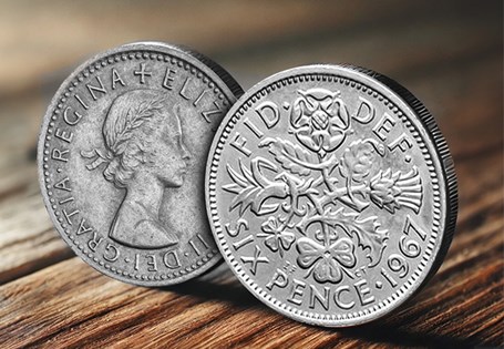 Original British Sixpence minted during the reign of Elizabeth II