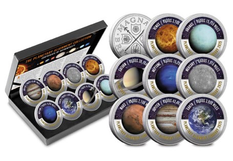 The 2025 Planetary Alignment Collection includes eight medals, printed in full-colour, each representing one planet in our Solar System. Comes presented in Display Box, with COA. 