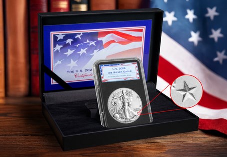 This Silver Bullion Eagle coin has been struck from .999 Silver to a Bullion finish and features a star Privy mark. Just 500,000 worldwide