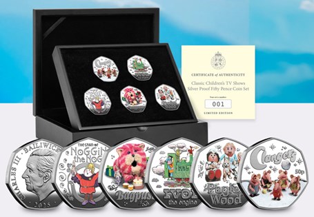 Celebrate childhood classics with this Limited Edition 50p Silver coin set featuring Bagpuss, The Clangers & more. Just 500 sets worldwide—secure yours today with a £37.50 deposit.