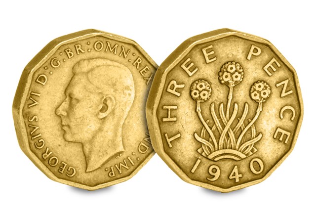 UK 1940 Three Pence Obv Rev