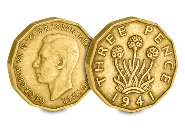UK 1941 Three Pence Obv Rev