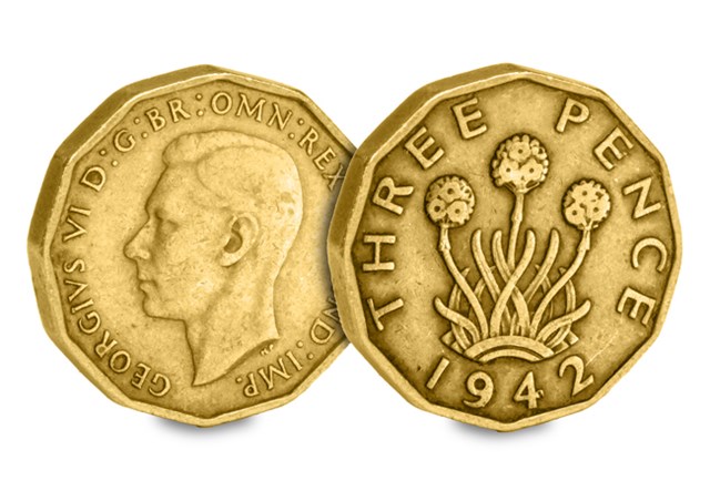 UK 1942 Three Pence Obv Rev