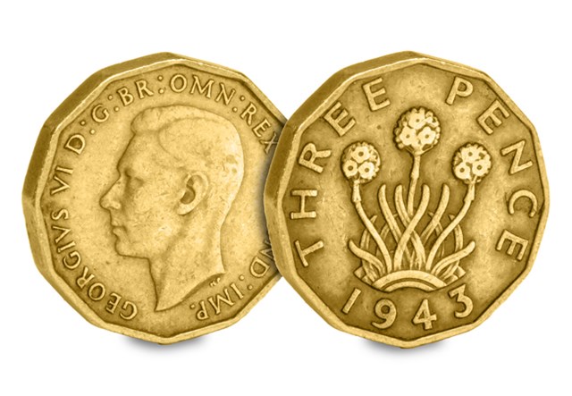 UK 1943 Three Pence Obv Rev