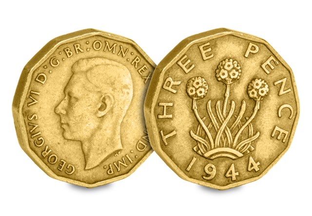 UK 1944 Three Pence Obv Rev
