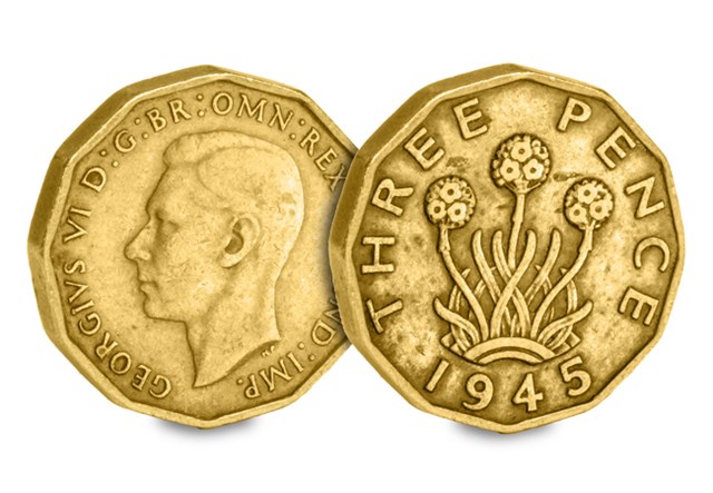 UK 1945 Three Pence Obv Rev