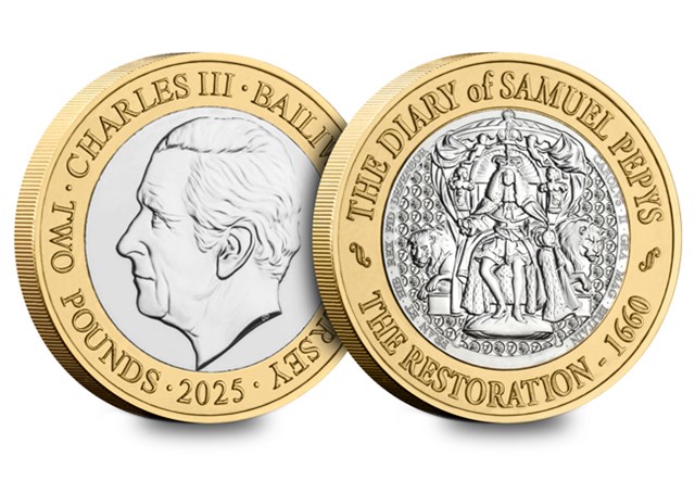 2025 Samuel Pepys BU £2 Set The Restoration Obv Rev