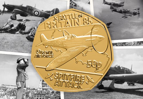 2025 Battle Of Britiain 85Th Anniversary Spitfire Gold 50P Starter Vsc Email Banners 3
