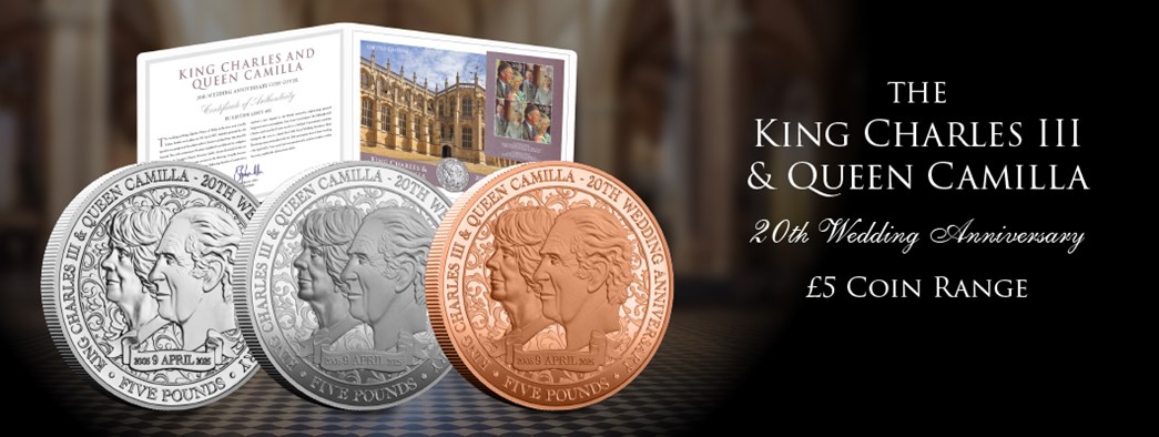 The Charles and Camilla 20th Wedding Anniversary £5 Coin Range
