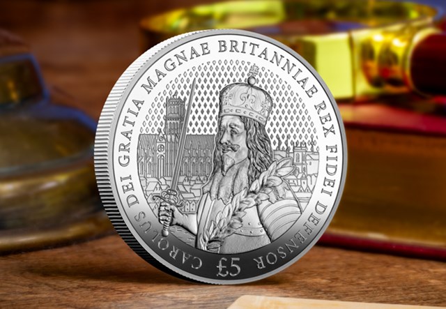 Charles I Accession Silver £5 (Falklands) Lifestyle 02