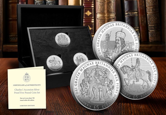 Charles I Accession Silver £5 Set Lifestyle 05