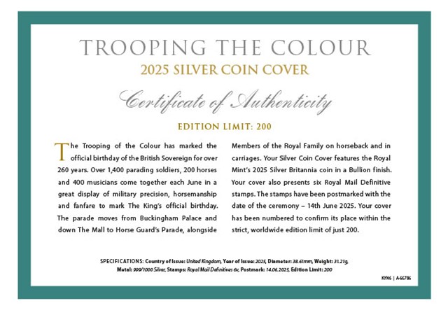 2025 Trooping The Colour 2025 Silver Coin Cover Product Images 2