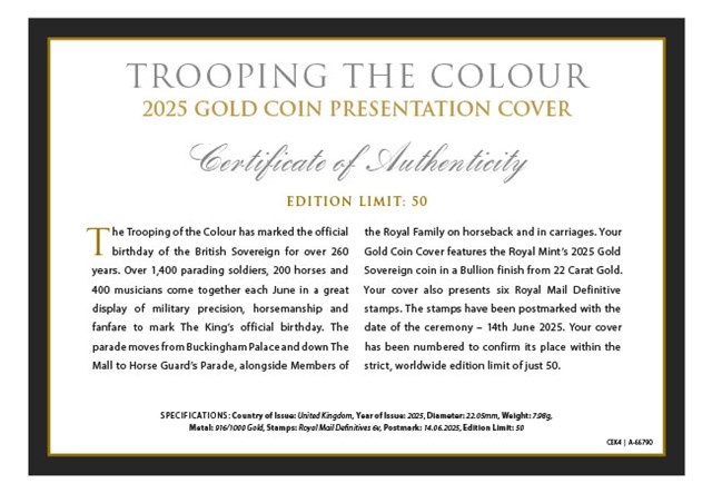 2025 Trooping The Colour 2025 Gold Coin Cover Product Images 2