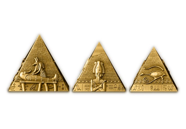 2025 Pyramids Of Giza Gold Plated 3 Coin Set All REV