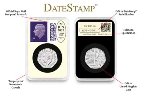 This Windrush Generation DateStamp Includes the 2023 BU Windrush 50p encapsulated alongside a KCIII Stamp. It has been postmarked on 22nd June - the arrival of HMT Windrush at Tilbury Docks.