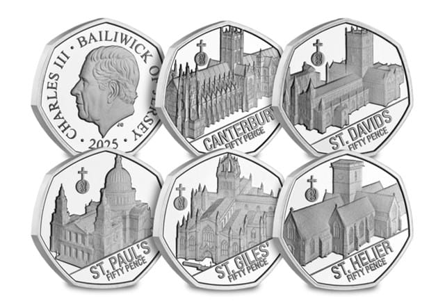 Cathedrals BU 50P Set ALL REV (With Obv)