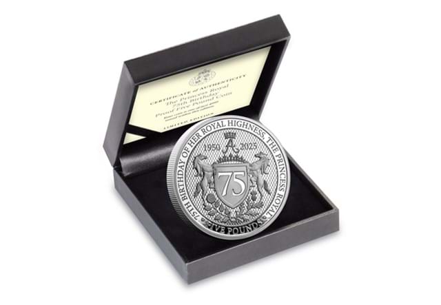 Princess Anne 75Th Cuni Proof £5 Box Shot