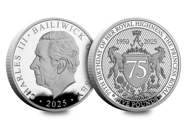 Princess Anne 75Th Silver Proof £5 Obv Rev