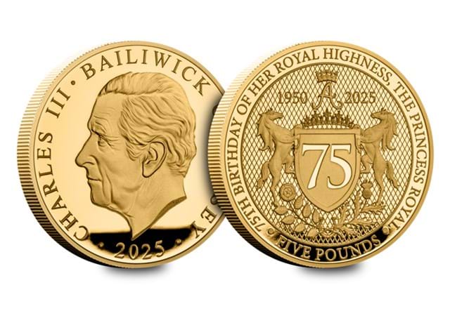 Princess Anne 75Th Gold £5 Obv Rev