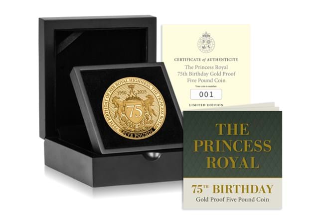 Princess Anne 75Th Gold £5 Box Shot 1