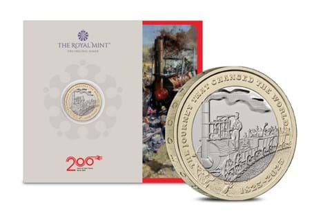 This Brilliant Uncirculated UK £2 coin marks the 200th anniversary of the modern railway. Comes in official Royal Mint packaging.