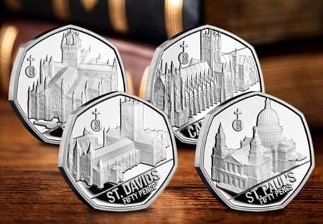 The 2025 British Cathedrals Silver Proof 50p Coin Collection honours four awe-inspiring Cathedrals, including St Paul's, Canterbury, St Giles' and St Davids Cathedrals. Struck from Sterling Silver.  