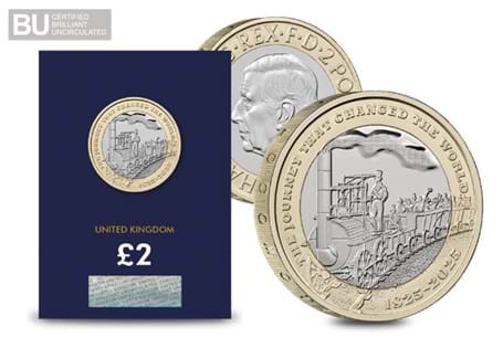 The Royal Mint have released a £2 coin to celebrate 200 years since the first steam-powered passenger train journey. It is struck to a Brilliant Uncirculated quality and is protectively encapsulated.