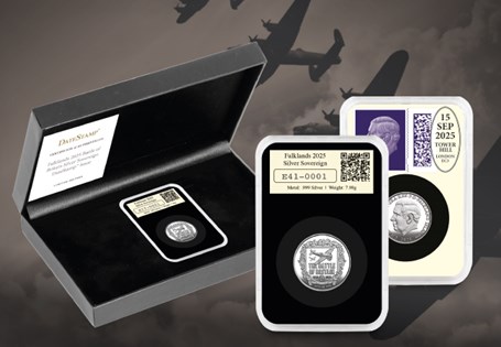 Issued to mark the 85th Anniversary of the Battle of Britain. Featuring a Silver Sovereign struck from Pure Silver. Postmarked on the 85th anniversary of Battle of Britain Day - 15th September 2025.