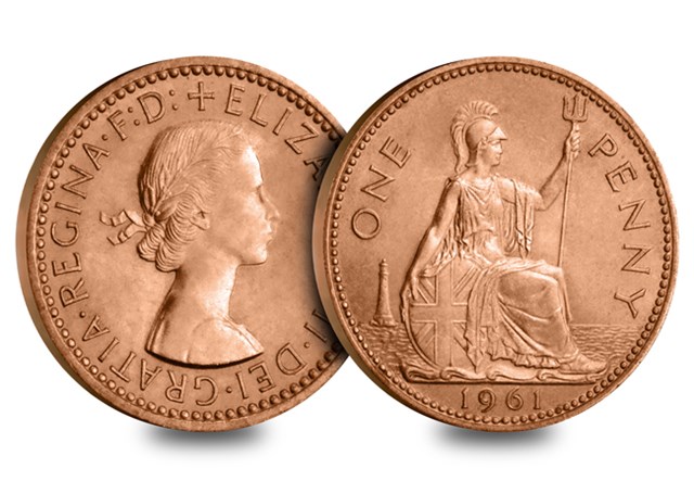 UK 1961 One Penny Obv Rev