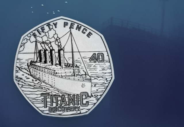 Official Titanic BU 50P Coin
