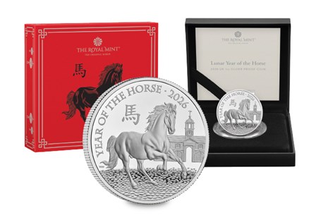 This Silver Proof 1oz £2 Coin celebrates the commencing of the 2026 Lunar New Year - The Year of the Horse. This is part of The Royal Mint's Shengxio Collection.