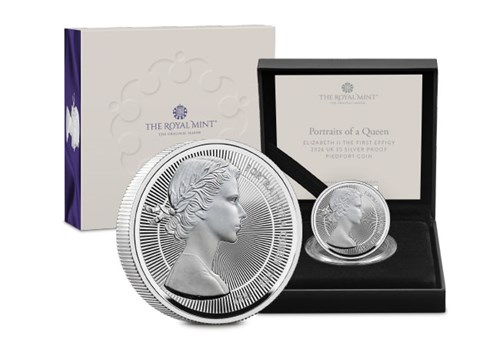 2025 UK Portraits Of A Queen Elizabeth II The First Effigy BU Silver Piedfort Gold £5 Product Images 12