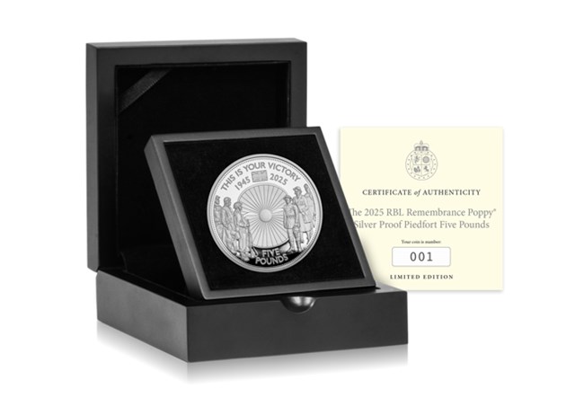 2025 RBL Poppy Silver Piedfort £5 Box Shot