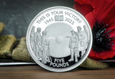 Struck in Sterling Silver to Proof finish, this official 2025 VE Day Poppy® £5 Coin marks 80 years of Victory in Europe. Limited to 995 worldwide, with 10% donated to the RBL.