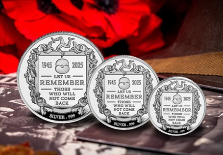 This set features 3 coins struck from Pure Silver. Including a Single, Double and Five Sovereign featuring the quote 'Let us remember those who will not come back'. Edition Limit: 995
