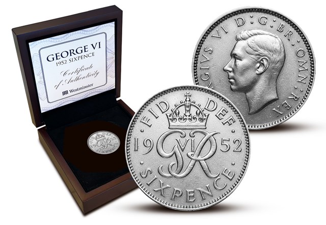 1952 George VI Sixpence Obverse And Reverse And Presentation Case