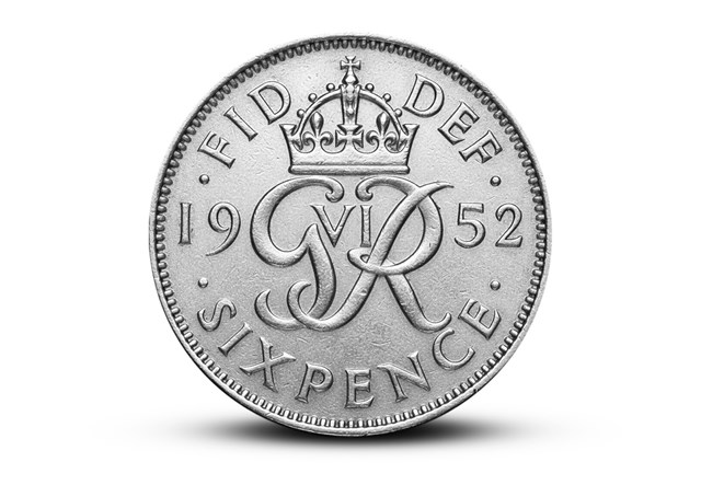 1952 George VI Sixpence Reverse