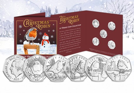 Celebrate the festive season with the 2025 Robin 50p BU Set, featuring charming winter scenes, brilliant uncirculated coins, and festive artwork - perfect for collectors or gifting this Christmas.