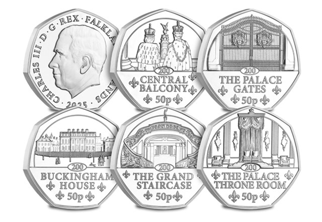 Buckingham Palace BU 50P Set All Rev (With Obv)