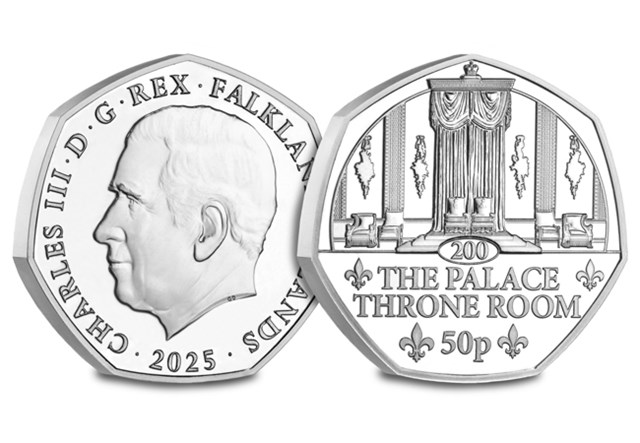 Buckingham Palace BU 50P Set The Palace Throne Room Obv Rev