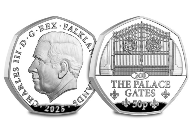 Buckingham Palace Silver 50P Set The Palace Gates Obv Rev