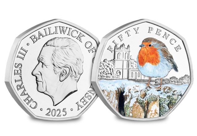 2025 Christmas Robin BU Colour 50P Set Church OBV REV
