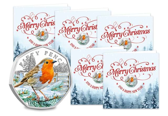 2025 Christmas Robin BU Colour Single 50P Gift Card Bundle X5
