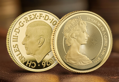 This UK 2026 Gold Proof 1/10oz coin is the second in The Royal Mint's 'Portraits of a Queen' series, and features the second definitive portrait of Queen Elizabeth II designed by Arnold Machin.