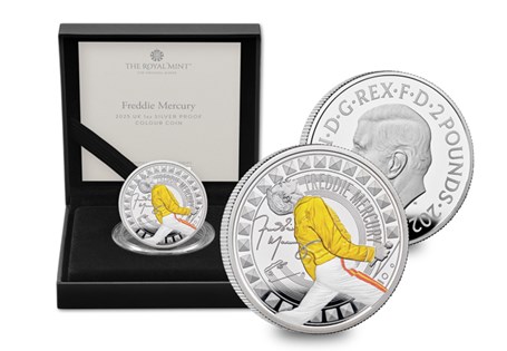 This 2025 Silver 1oz coin is beautifully finished with selective colour plating and has been issued by The Royal Mint to celebrate the iconic Freddie Mercury. 