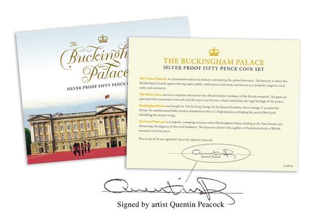 Buckingham Palace Silver 50P Signed Set Cert Product No Ribbon