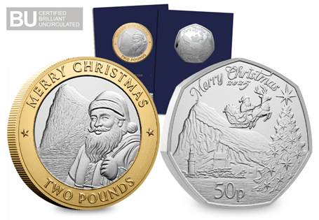 Includes the 2025 Gibraltar Christmas 50p and £2 coins. Both are struck to a Brilliant Uncirculated quality and are protectively encapsulated in official Change Checker packaging.