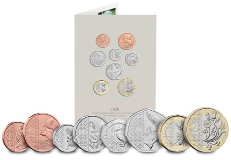 The UK 2026 BU Pack includes the definitive coins in King Charles III's reign. From the 1p to the £2, each coin has been struck to Brilliant Uncirculated Quality.