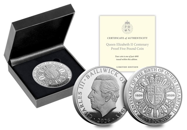 2026 QEII £5 Guernsey Cuni Proof BOX